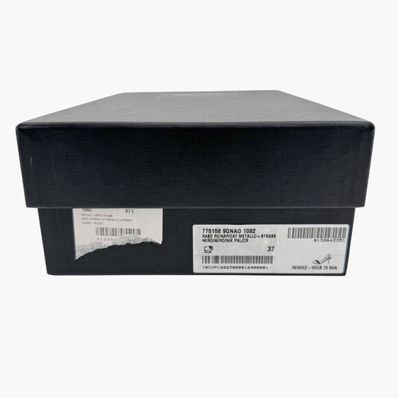 Saint Laurent Rendez Vous 75 Black Crystal Slingback Sandals Heels Size 37 US 7 - Picture 15 of 15